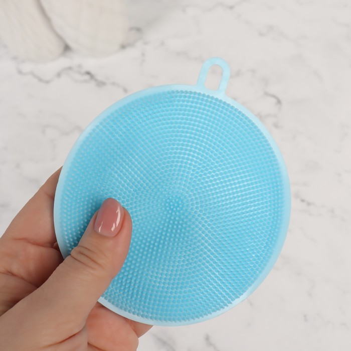 Щётка для умывания с подвесом, силиконовая, d = 11,5 см, цвет МИКС 18732