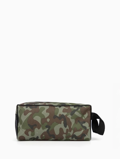 Косметичка на молнии мужская, с ручкой, с принтом «Камуфляж», зелёная/хаки