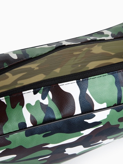 Косметичка на молнии мужская, с ручкой, с принтом, зелёная