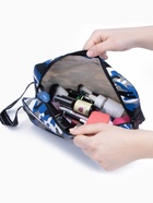 Косметичка на молнии мужская, с ручкой, с принтом, синяя - Фото 4