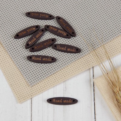 Набор нашивок из дерева «Hand made», 2,5 × 0,8 см, 10 шт