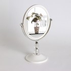Зеркало настольное «Овал», двустороннее, с увеличением, зеркальная поверхность 11,7 × 14,5 см, цвет белый/прозрачный - фото 8870886