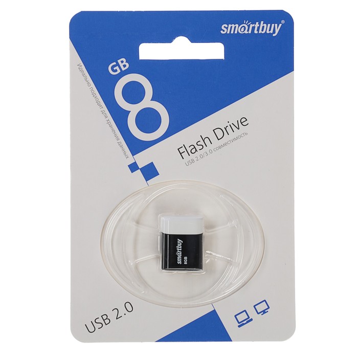 Флешка Smartbuy Lara, 8 Гб, USB2.0, чт до 25 Мб/с, зап до 15 Мб/с, черная - фото 51296469