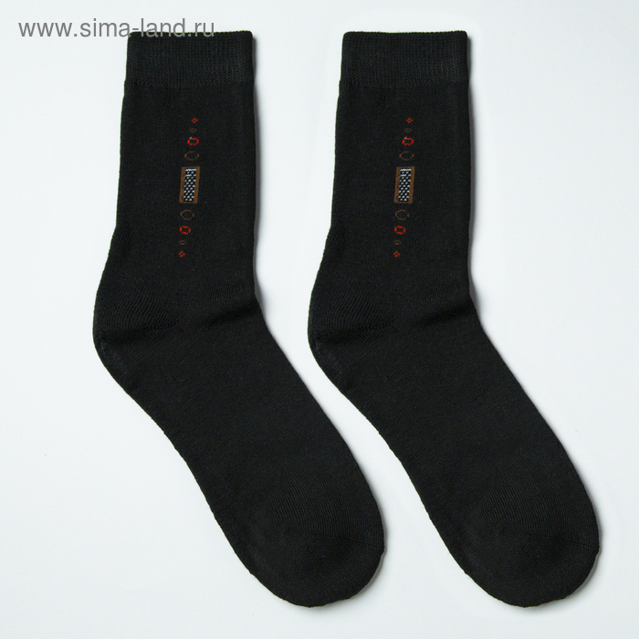 Носки мужские махровые, цвет чёрный, размер 27-29 (размер обуви 41-45) - Фото 1