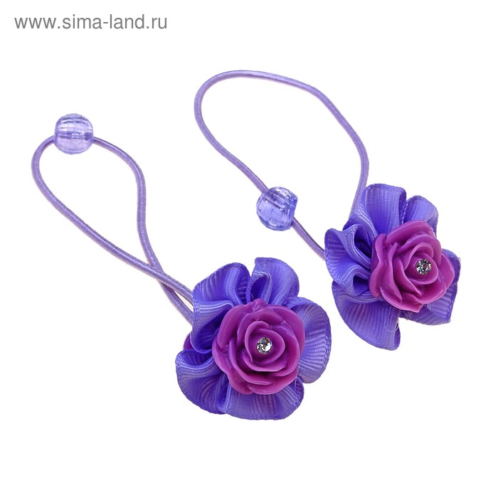 резинка для волос "Выбражулька" глянец ткань роза (набор 2 шт) - Фото 1