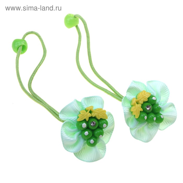 резинка для волос "Выбражулька" глянец ткань виноград (набор 2 шт) - Фото 1