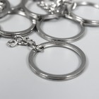 Основа для брелока кольцо плоское металл с цепочкой серебро 3,2х3,2 см набор 12 шт - фото 9432586