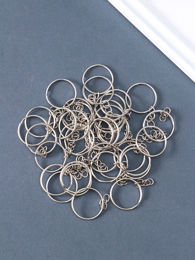 Основа для брелока кольцо с цепочкой, металл под серебро, 2.5×2.5 см, набор 40 шт.