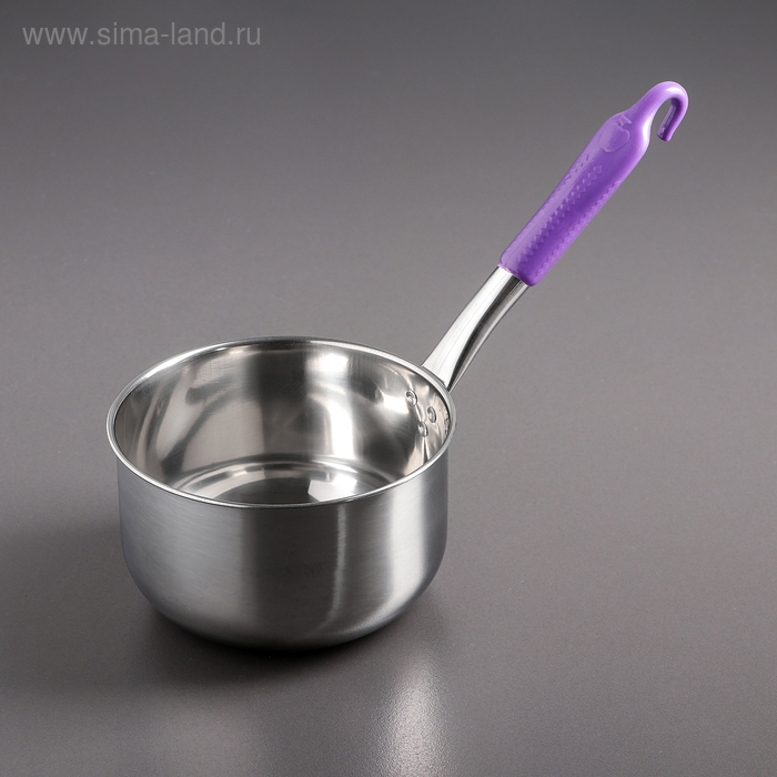 Ковш из нержавеющей стали, 1,7 л, пластиковая ручка, цвет МИКС - Фото 1