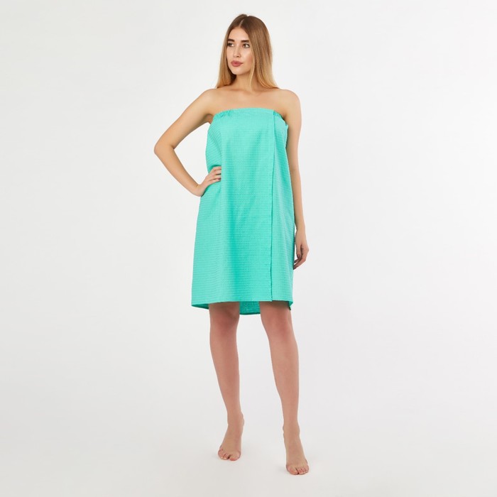 Полотенце вафельное для бани «Экономь и Я» (парео женское), 80×144 см, цвет бирюзовый - Фото 1