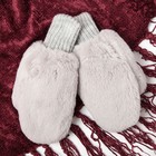 Варежки для девочки двойные, серый, размер 14 - фото 108397695