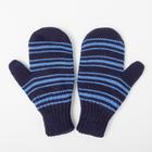 Варежки для мальчика двойные, синий/голубой, размер 14 - Фото 2