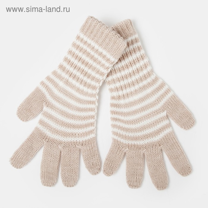 Перчатки для девочки удлинённые, бежевый, размер 14 - Фото 1