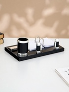 Набор настольный 4 в 1, органайзер с визитницей, черное дерево - Фото 3