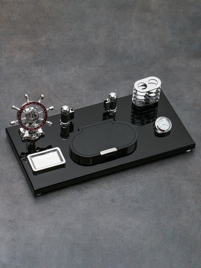 Набор настольный, органайзер 6 в 1 (часы, блок для бумаги, карандашница, визитница), 40×20×15 см