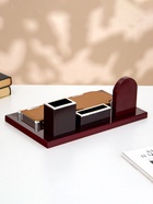 Набор настольный, органайзер 5 в 1 с визитницей и часами, 34×20×13 см - Фото 3