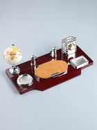 Набор настольный, органайзер 7 в 1, часы, лок для бумаги, визитница, глобус, подставка для печати, карандашница, 40×20×17, МИКС - Фото 1