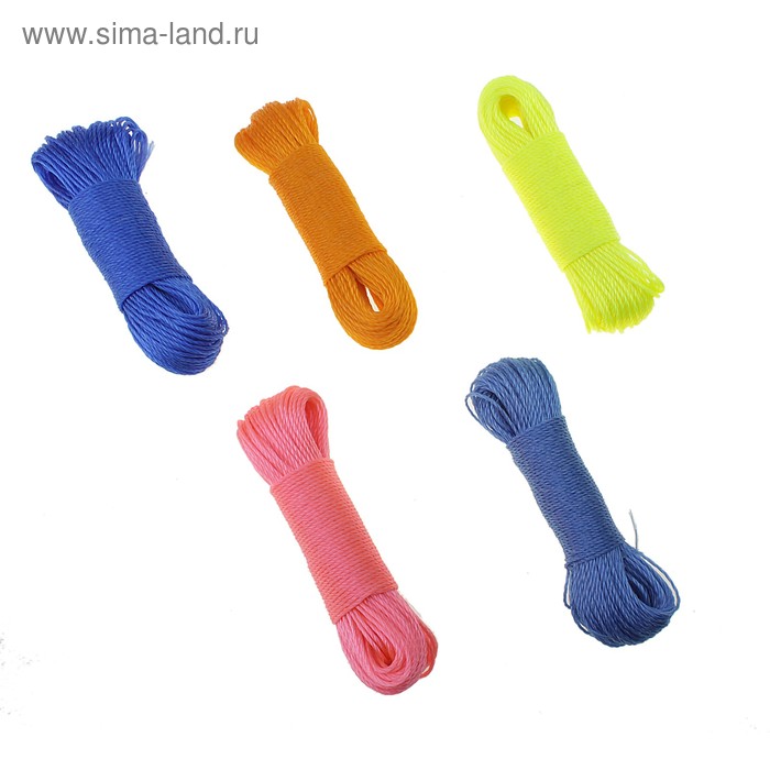 Верёвка бельевая Доляна, d=2 мм, длина 50 м, цвет МИКС - Фото 1
