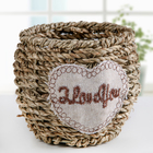 Кашпо плетёное «Я тебя люблю», 11,5×10,5 см, цвет коричневый - Фото 1