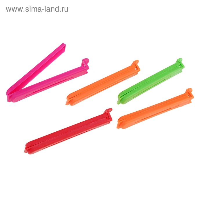 Набор зажимов для пакета 11 см, 5 шт., цвета МИКС - Фото 1