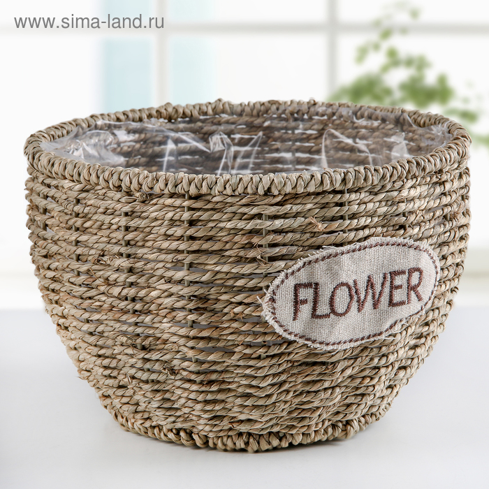 Кашпо для цветов плетёное Доляна «Цветы», 20×20×13 см, цвет коричневый - Фото 1