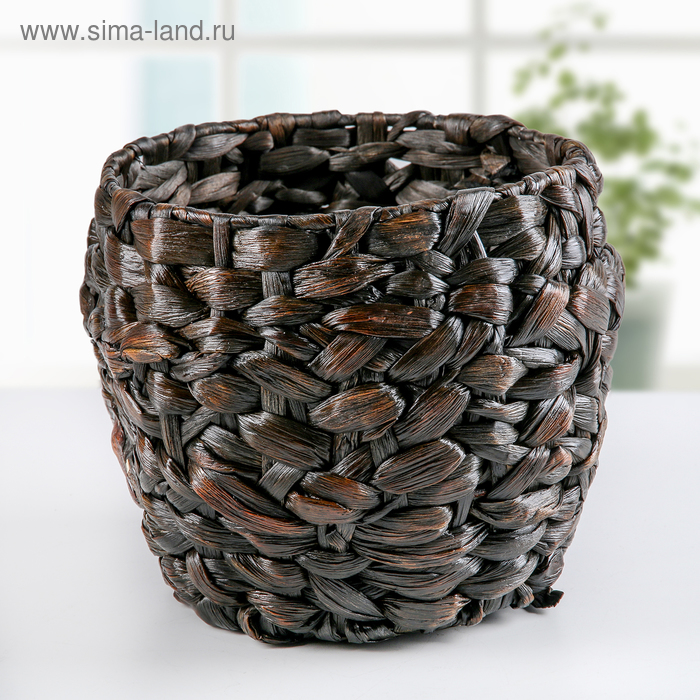 Кашпо плетёное "Косичка", цвет коричневый, форма МИКС - Фото 1
