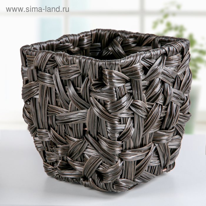 Кашпо плетёное "Косичка", цвет коричневый, форма МИКС - Фото 1