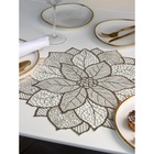 Салфетка сервировочная на стол Доляна «Цветок», d=38 см, золотая - Фото 10