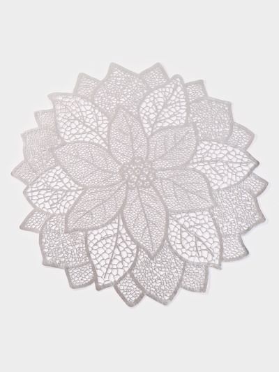 Салфетка сервировочная на стол «Цветок», d=38 см, серебряная