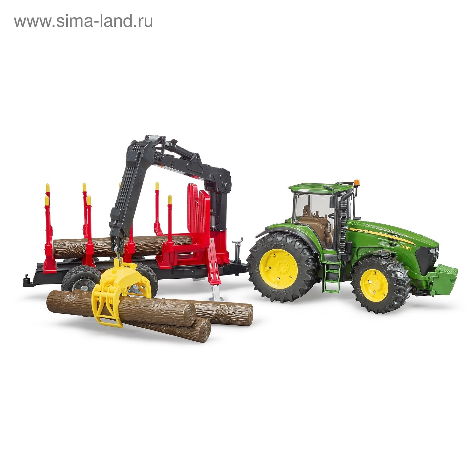 Трактор John Deere, c прицепом и манипулятором, с 4 брёвнами (4610985) -  Купить по цене от 9 844.00 руб. | Интернет магазин SIMA-LAND.RU