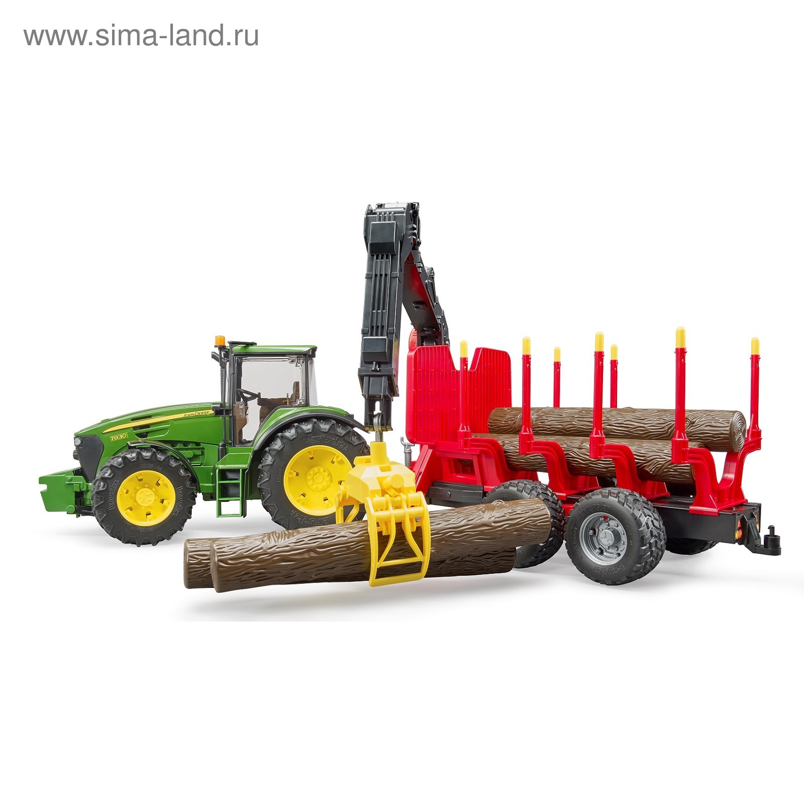 Трактор John Deere, c прицепом и манипулятором, с 4 брёвнами (4610985) -  Купить по цене от 9 844.00 руб. | Интернет магазин SIMA-LAND.RU