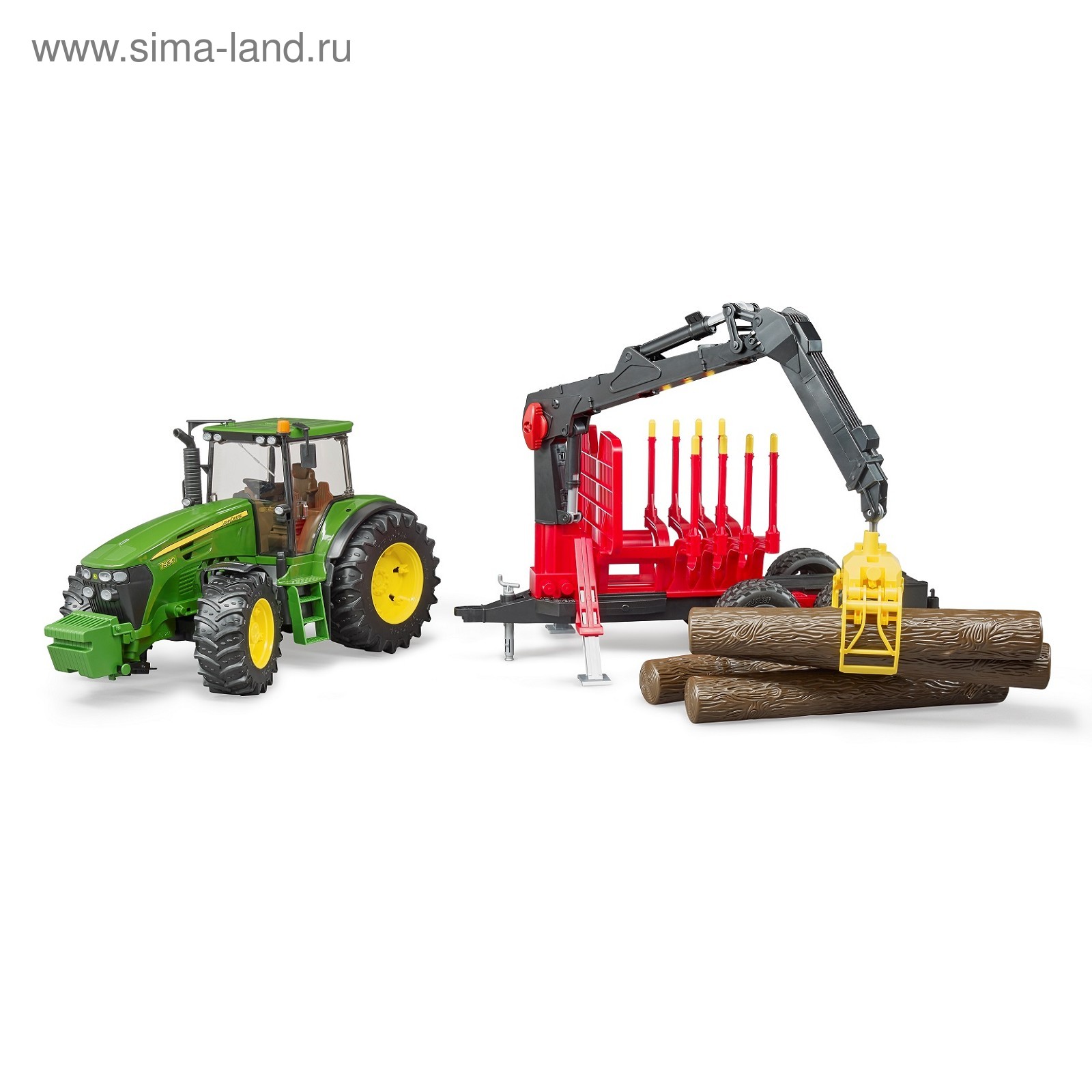 Трактор John Deere, c прицепом и манипулятором, с 4 брёвнами (4610985) -  Купить по цене от 9 844.00 руб. | Интернет магазин SIMA-LAND.RU