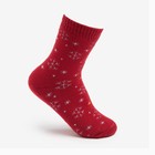 Носки женские махровые «Снежинки», цвет бордовый, размер 23-25 - Фото 1