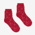 Носки женские махровые «Снежинки», цвет бордовый, размер 23-25 - Фото 2