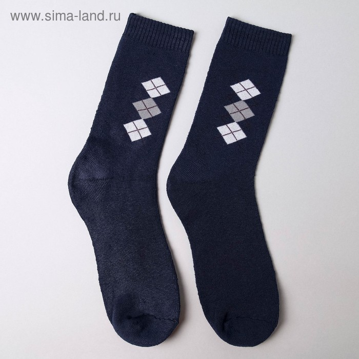 Носки мужские махровые, цвет тёмно-синий, размер 27-29 - Фото 1