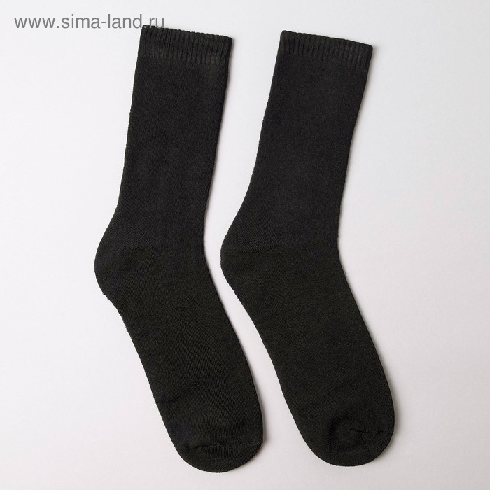 Носки мужские махровые, цвет чёрный, размер 27-29 - Фото 1