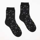 Носки женские махровые «Снежинки», цвет черный, размер 23-25 - Фото 2