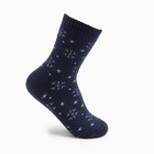 Носки женские махровые «Снежинки», цвет тёмно-синий, размер 23-25 - фото 318233604