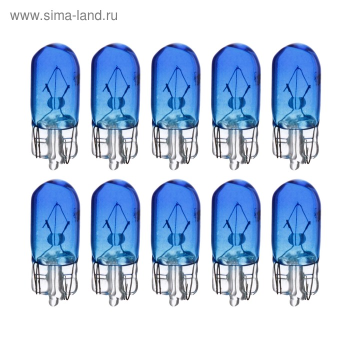 Галогенная лампа Cartage BLUE T10 W5W, 12 В, 5 Вт, набор 10 шт - Фото 1