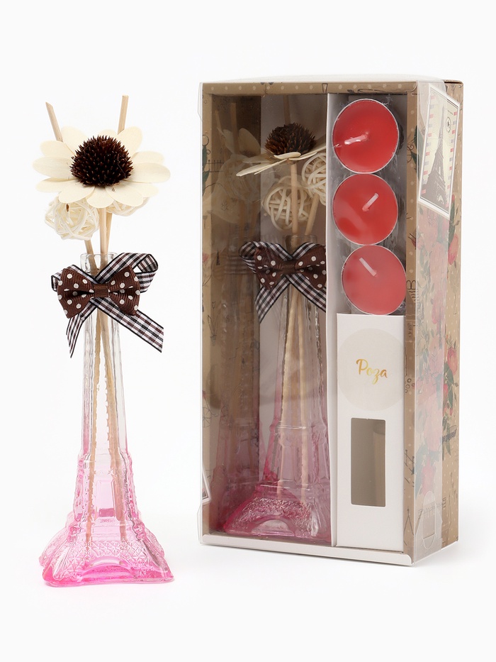 Набор подарочный «Париж» (диффузор и свечи) роза, «Богатство Аромата» - Фото 1