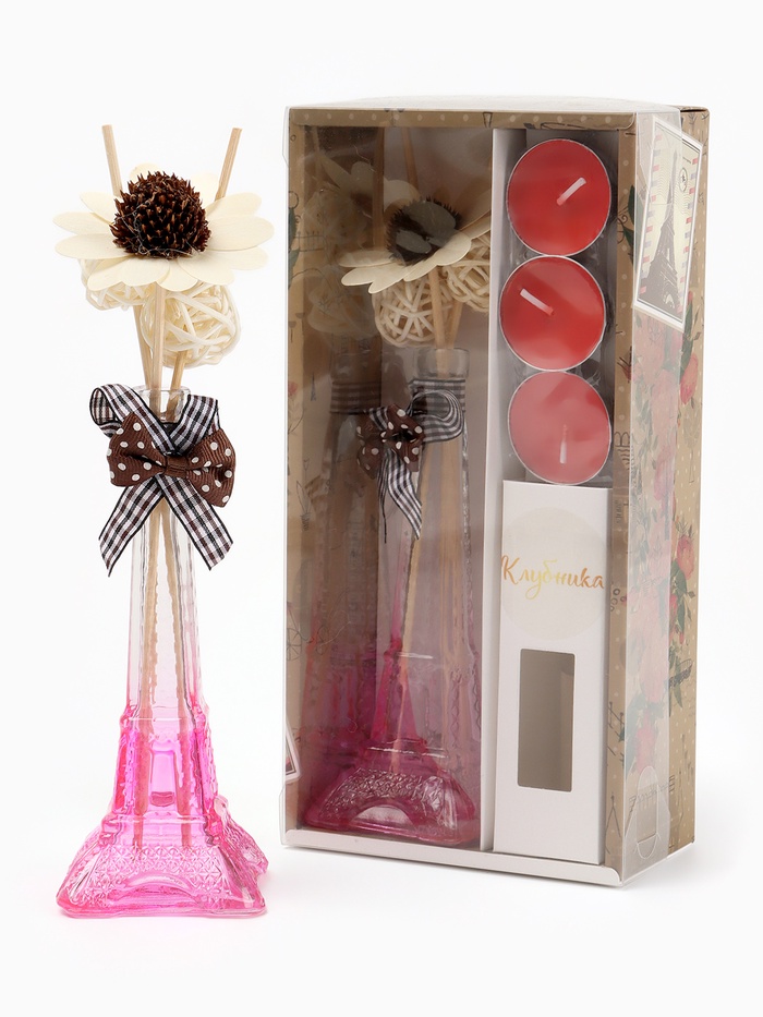 Набор подарочный «Париж» (диффузор и свечи) клубника, «Богатство Аромата» - Фото 1
