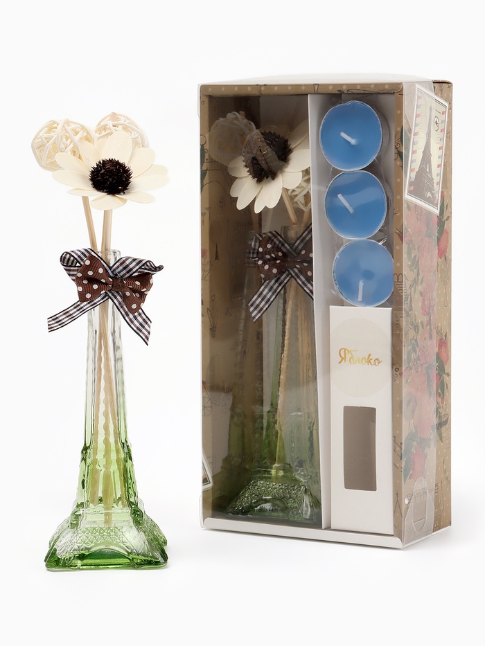 Набор подарочный «Париж» (диффузор и свечи) яблоко, «Богатство Аромата» - Фото 1