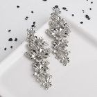 Серьги висячие "Лиана" цветы, цвет серебро - фото 25616559