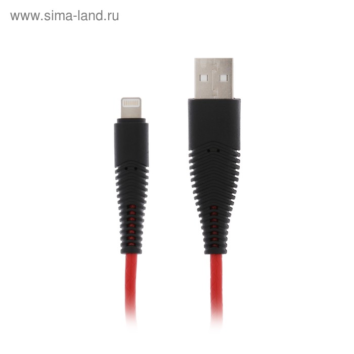 Кабель LuazON, Lightning - USB, 1 А, 1 м, красный - Фото 1