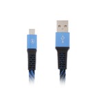 Кабель LuazON, micro USB - USB, 1 А, 1 м, плоский, оплётка нейлон, синий - Фото 1