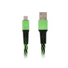Кабель LuazON, micro USB - USB, 1 А, 1 м, оплётка нейлон, плоский, зеленый - Фото 1