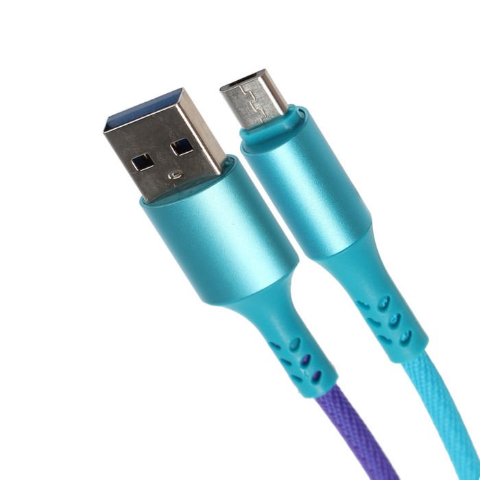 Кабель Luazon, microUSB - USB, 2 A, 1 м, оплётка нейлон, разноцветный - фото 1899711597