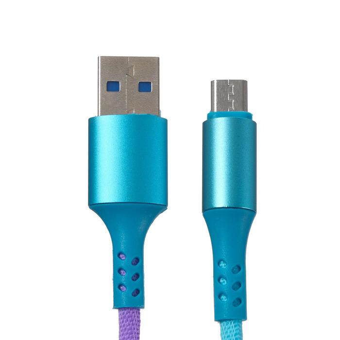 Кабель Luazon, microUSB - USB, 2 A, 1 м, оплётка нейлон, разноцветный - фото 1899711599