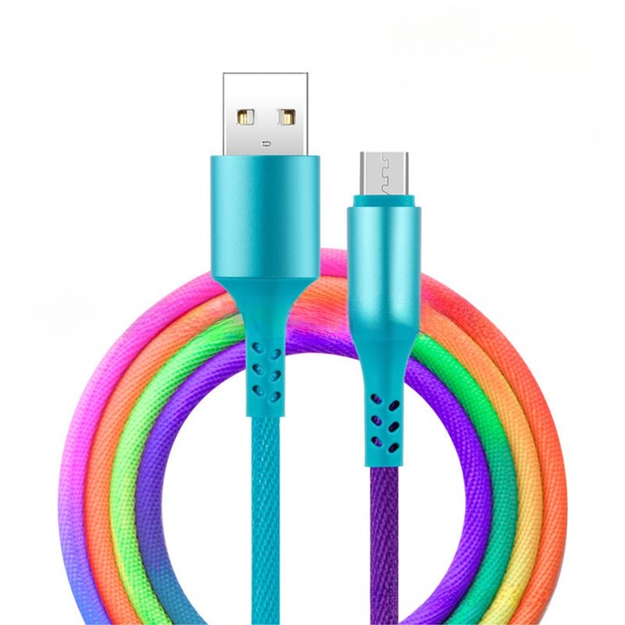 

Кабель Luazon, microUSB - USB, 2 A, 1 м, оплётка нейлон, разноцветный