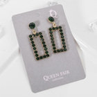 Серьги со стразами «Вуаль» цвет изумруд в золоте - Фото 2